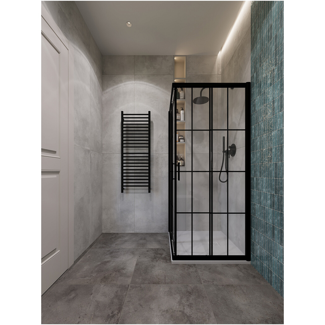 Душевой уголок квадратный 80х80 см черный Diwo "Клин" - изображение 4