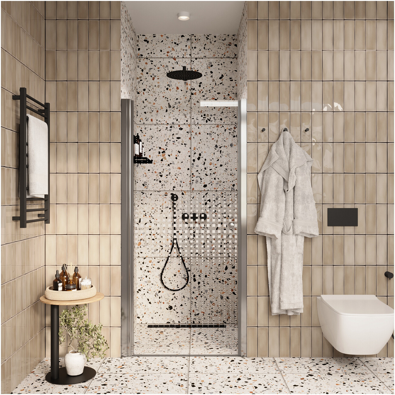 Дверь душевая в нишу прозрачная Parly с рисунком, хром DE90 - изображение 3