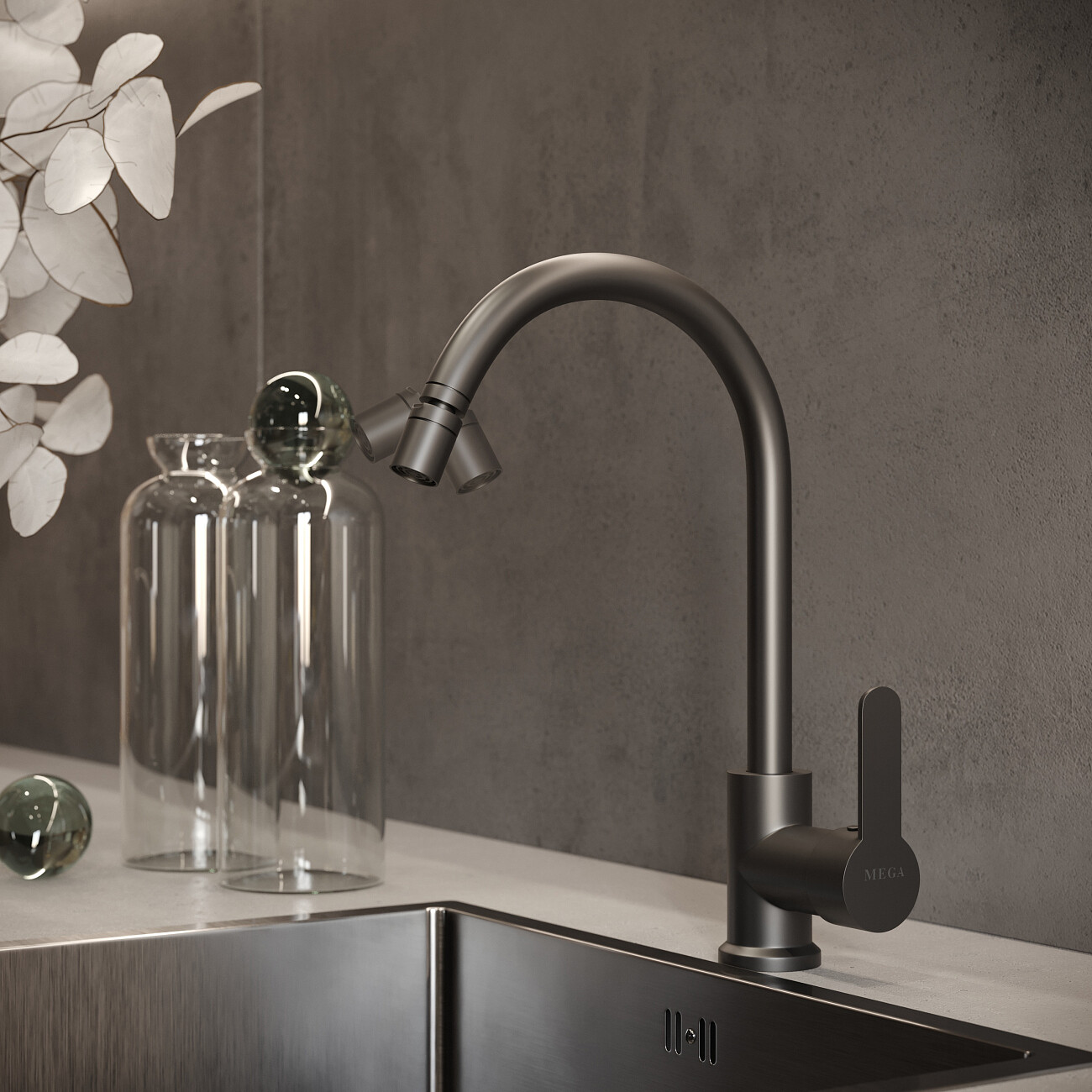 Смеситель для кухни черный Mega City MG-ZRV102-b - изображение 5