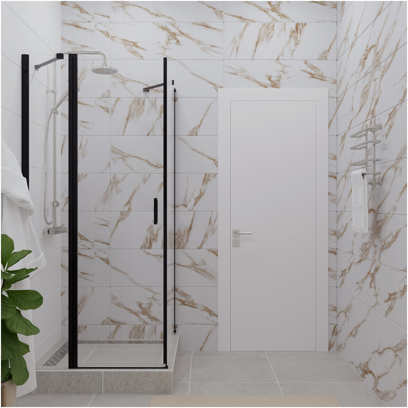 Душевой уголок квадратный 90х90 см черный Diwo "Сочи" Щ0000055594 - изображение 6