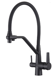 Смеситель для кухни однорычажный с гибким изливом для фильтрованной воды черный D-Lin D159317-A