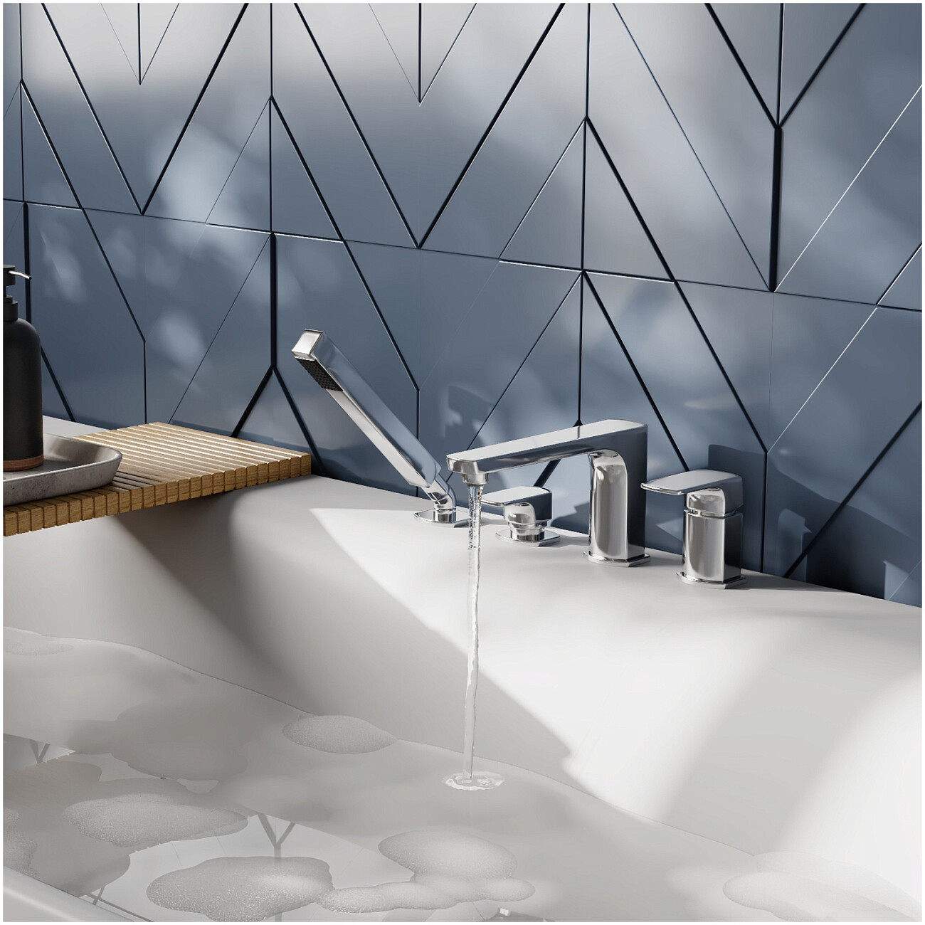 Душевая система со смесителем на борт ванны хром Wasserkraft Salm 2755 - изображение 2