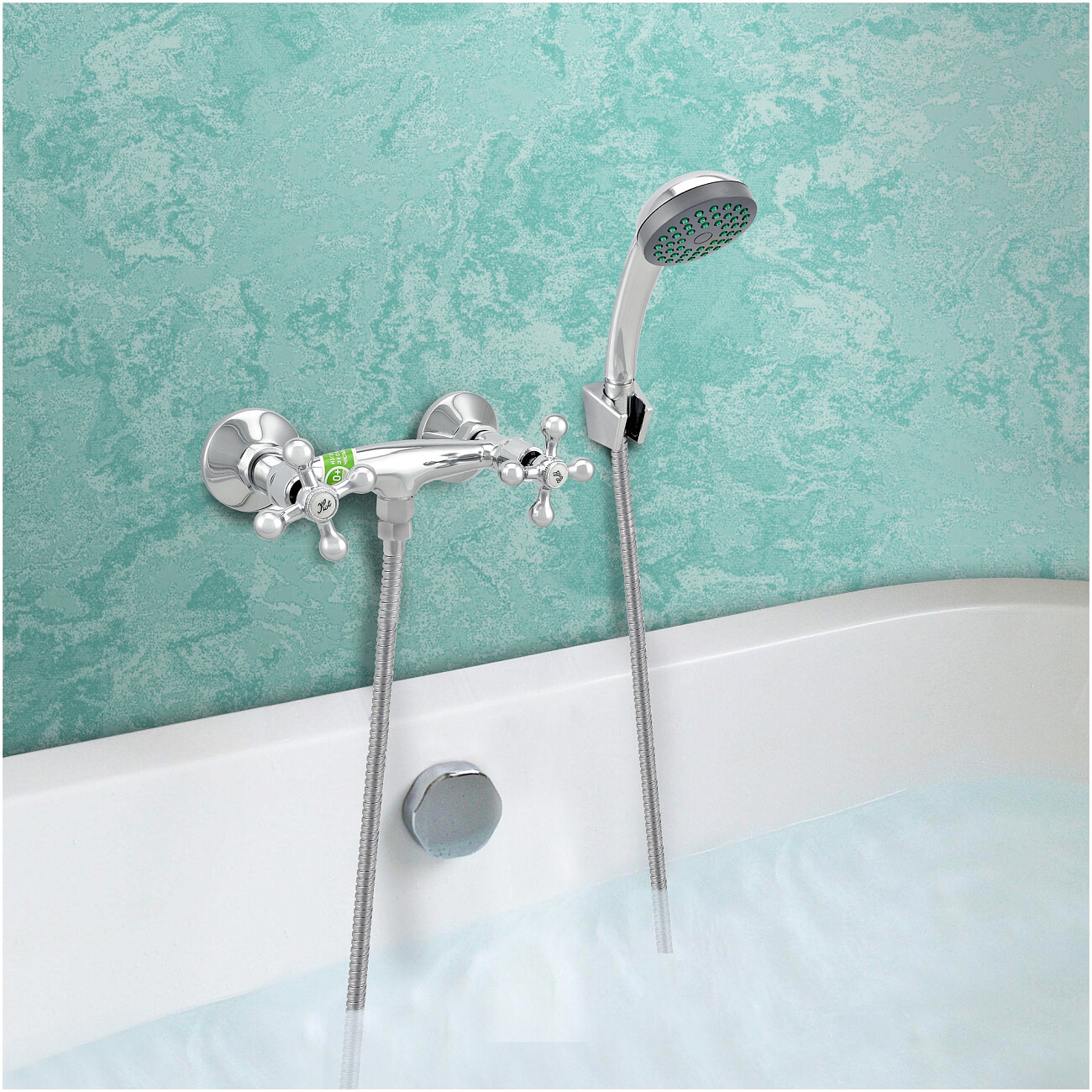 Смеситель для душа двухвентильный с душевым гарнитуром хром Juguni Aquarius JGN0624 0402.755 - изображение 4