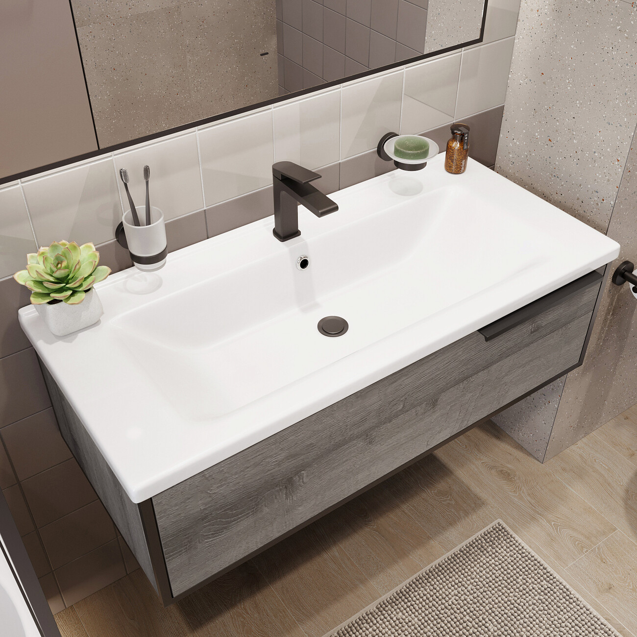 Смеситель для раковины однорычажный черный Stworki "Хаммель" ХАМ-04b - изображение 4