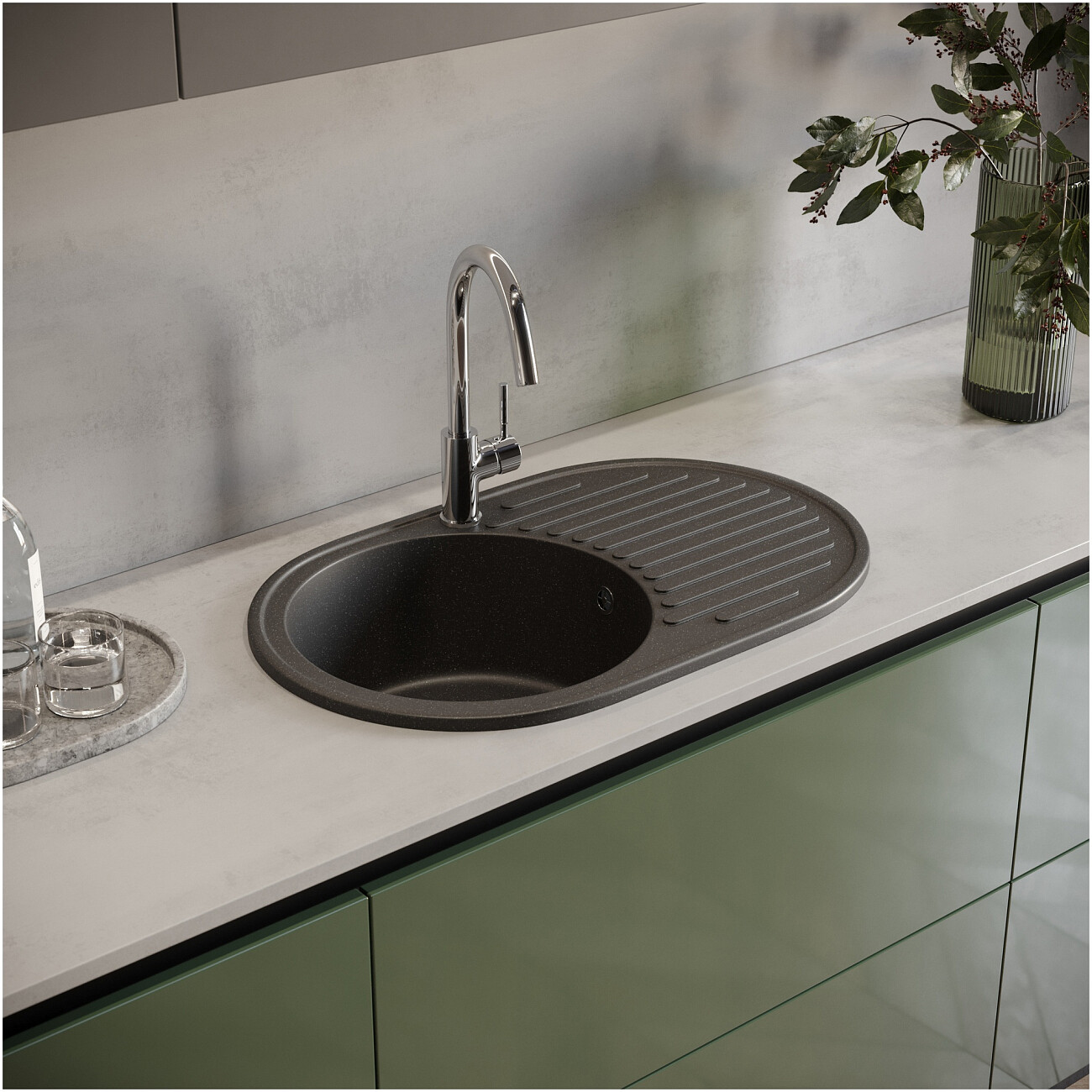 Мойка кухонная антрацит Domaci "Болонья" М-11-007 - изображение 8