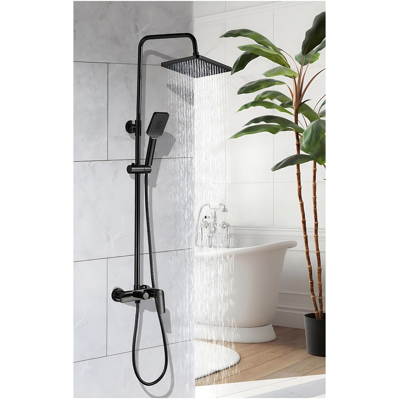 Душевая стойка с верхним душем и смесителем черная Boch Mann Mimi BM9969 - изображение 2