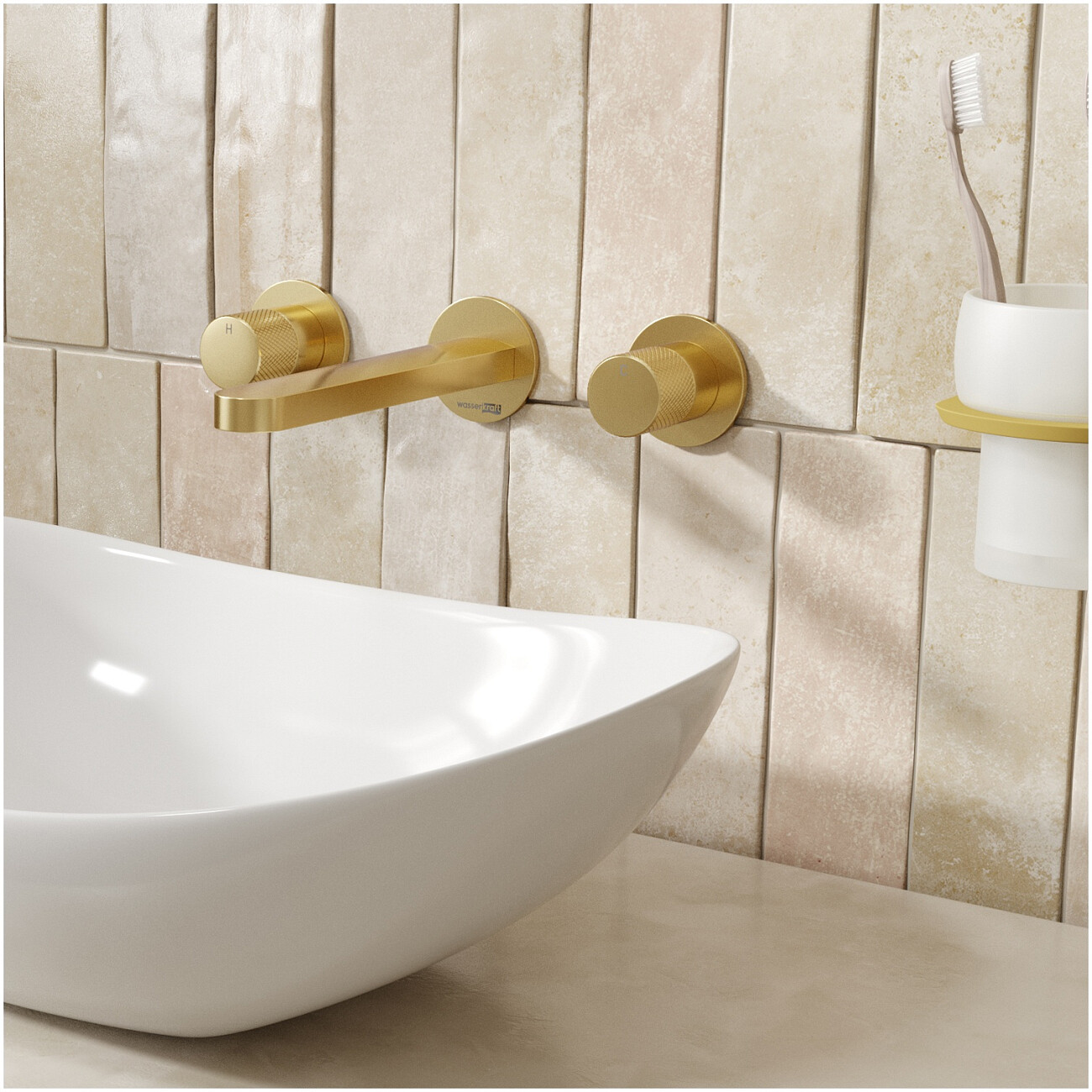 Смеситель для раковины встраиваемый из латуни золотой Wasserkraft 8245 - изображение 4