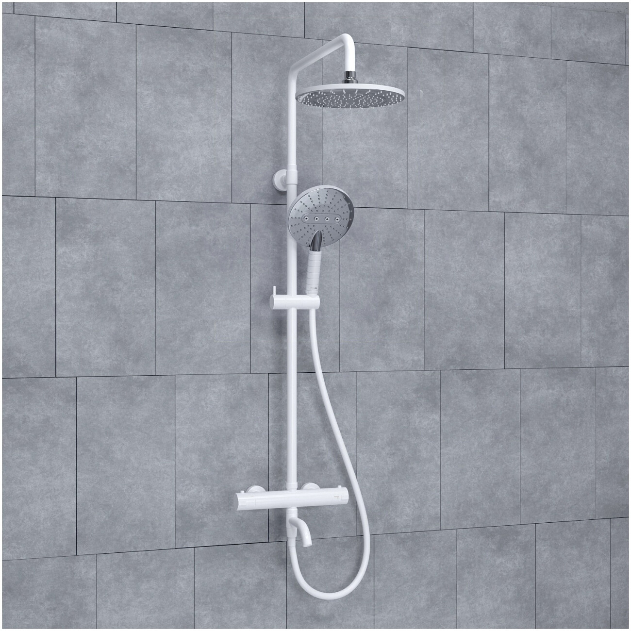 Душевой комплект с верхним душем и лейкой белый Wasserkraft A188.067.059.WM Thermo - изображение 2