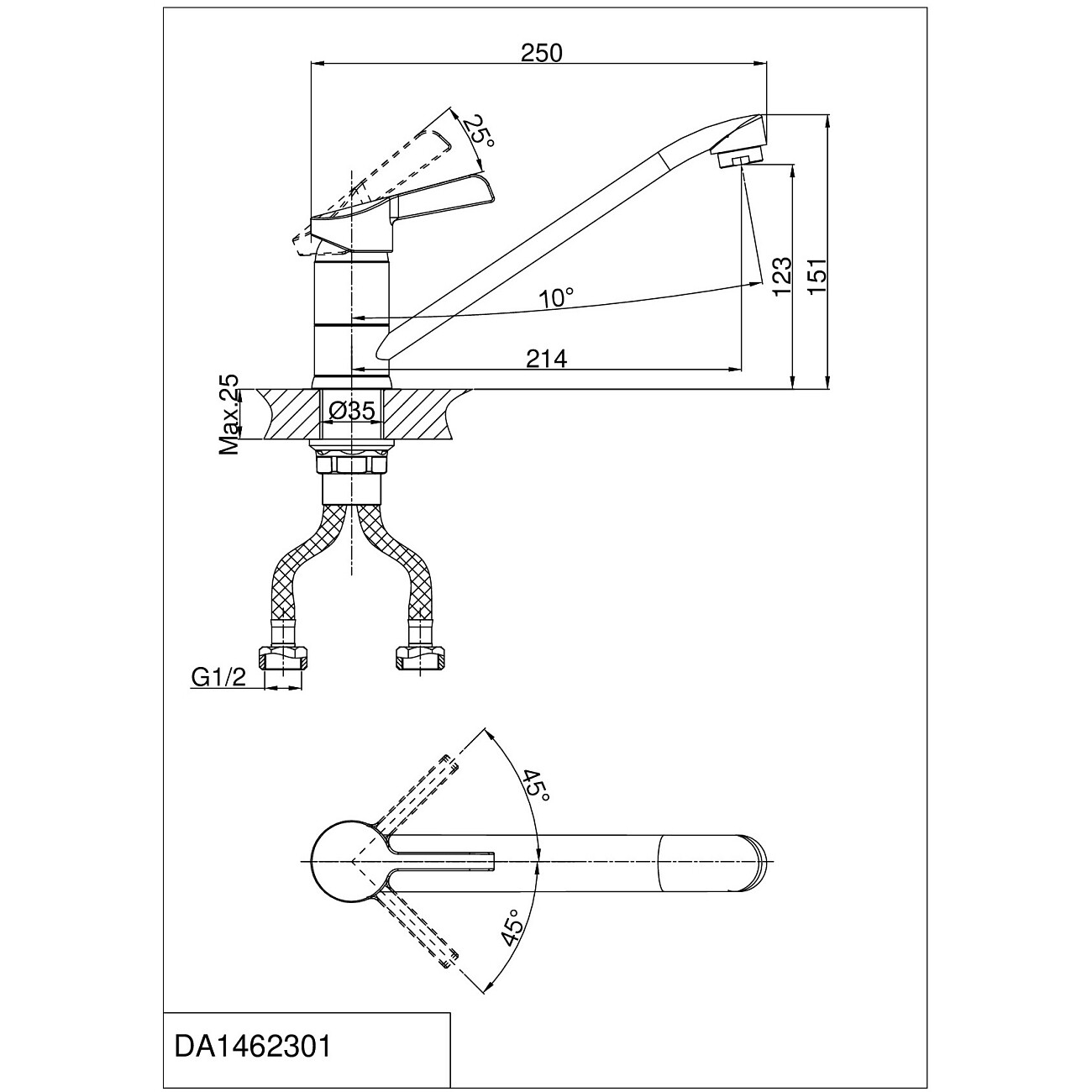 Смеситель для раковины однорычажный хром D&K Rhein Schiller DA1462301 - изображение 2