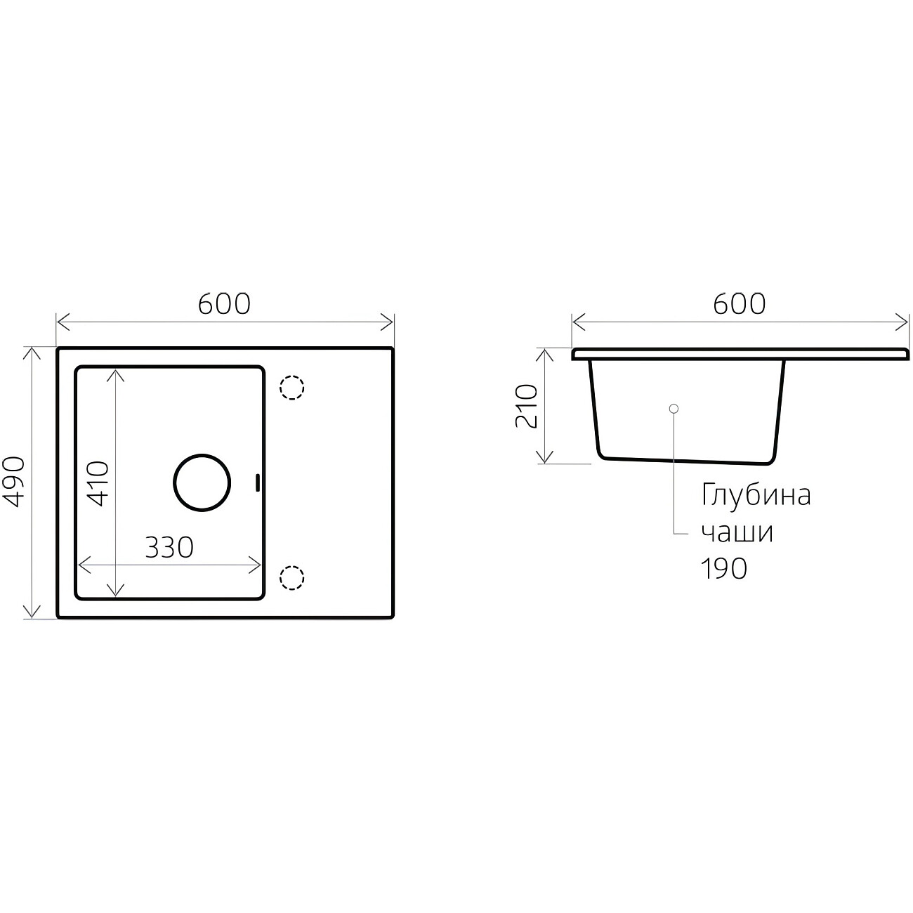 Мойка кухонная из искусственного гранита с крылом серая Domaci "Верона" 61-48 серая - изображение 2