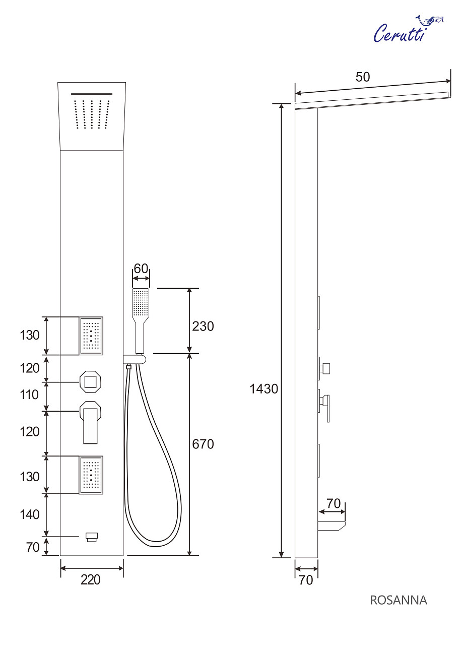 Душевая панель с гидромассажем черная Ceruttispa ROSANNA CT10400 - изображение 13