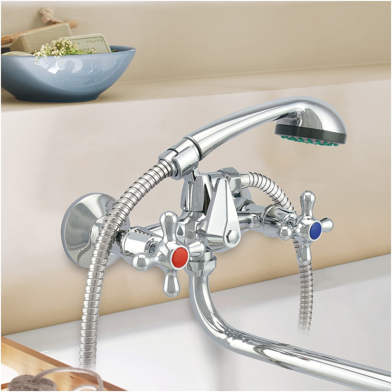 Смеситель для ванны двухвентильный с душевым гарнитуром хром Istok life Standard 0402.714 - изображение 8