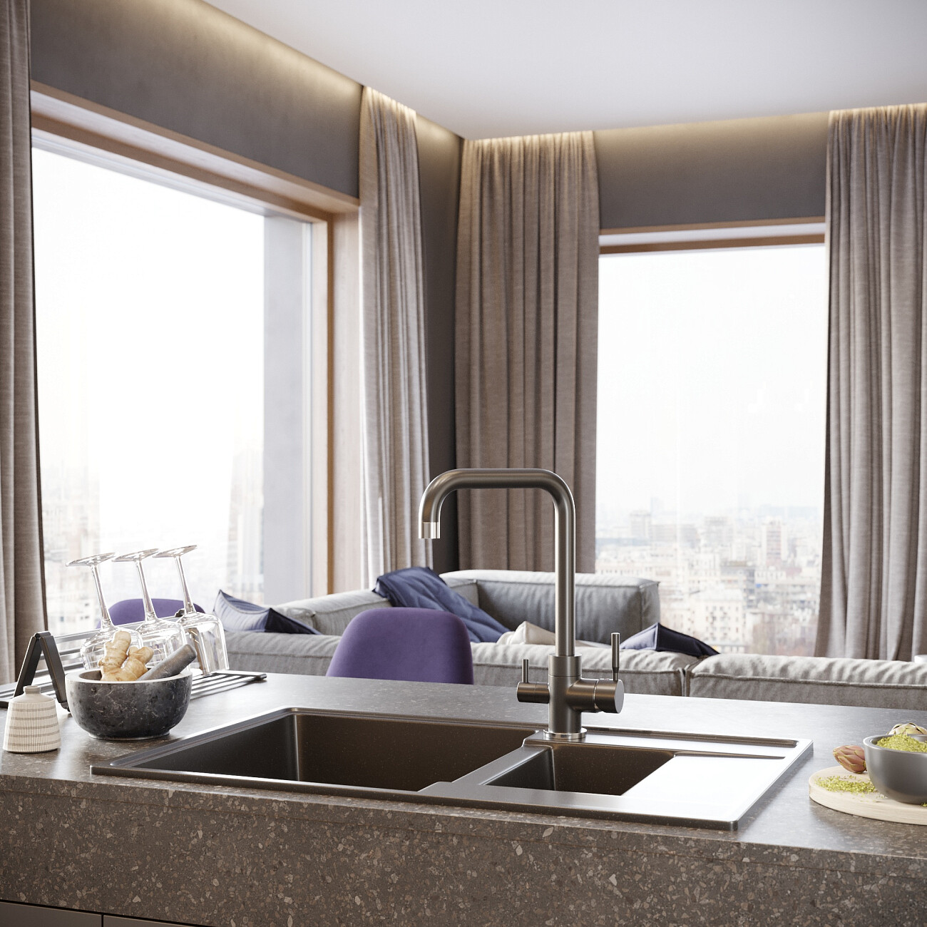 Мойка кухонная уголь Domaci "Солерно" DP 780 1,5 K-07 - изображение 3