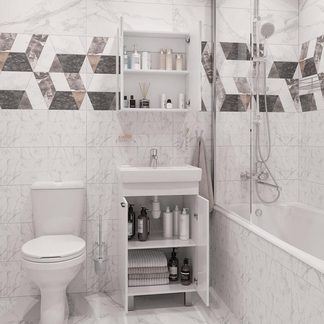 Душевая стойка с верхним душем с держателем и мыльницей хром Stworki "Скаген" SK-01cr - изображение 7