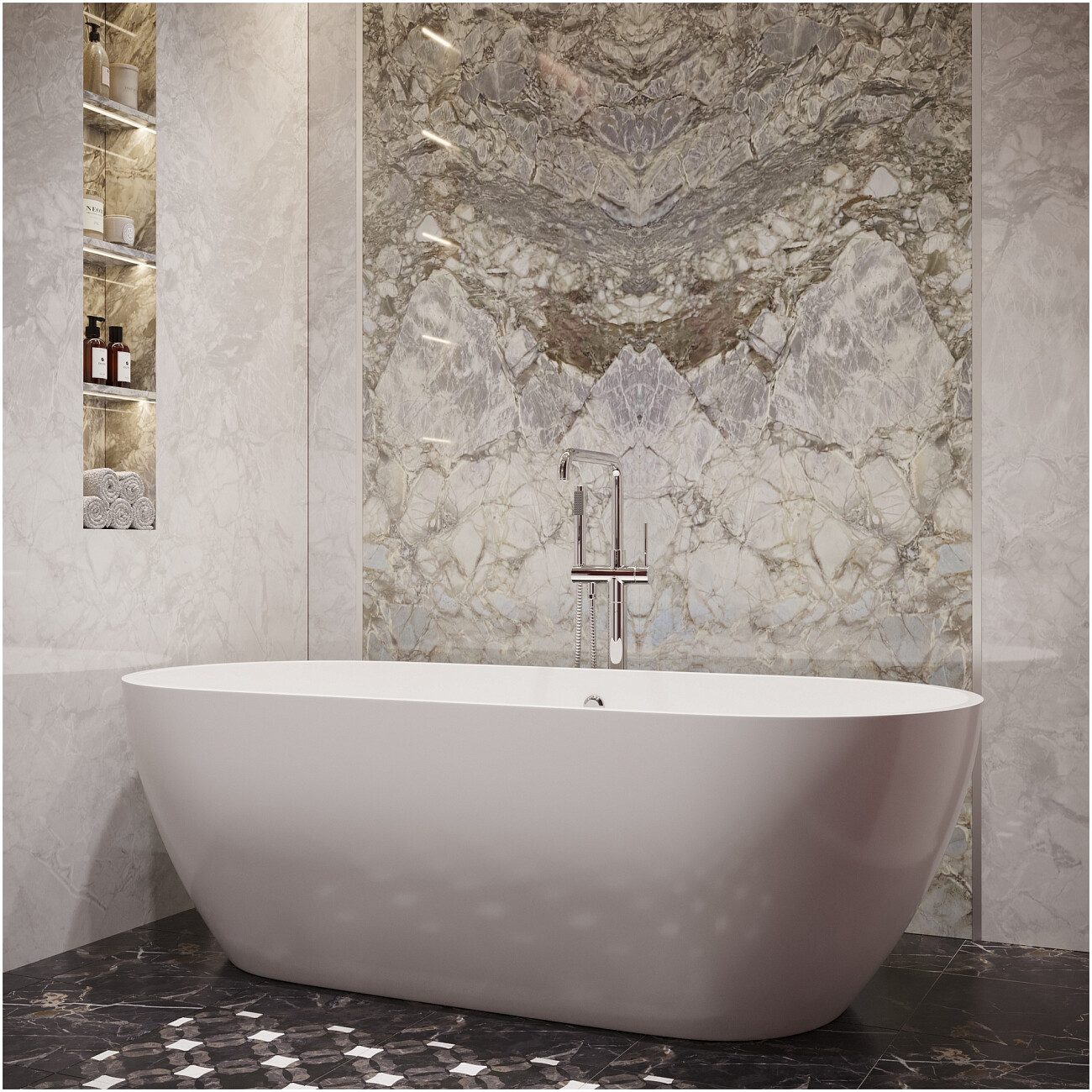 Смеситель напольный для ванны с душем хром Stworki "Лунд" S25080CR - изображение 3