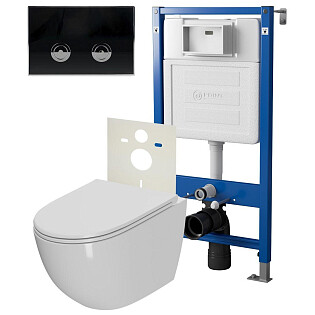 Унитаз белый Point &quot;Афина&quot; PN41041 с инсталляцией &quot;Элемент П&quot; PN45121 с кнопкой &quot;Венера&quot; PN44071BC