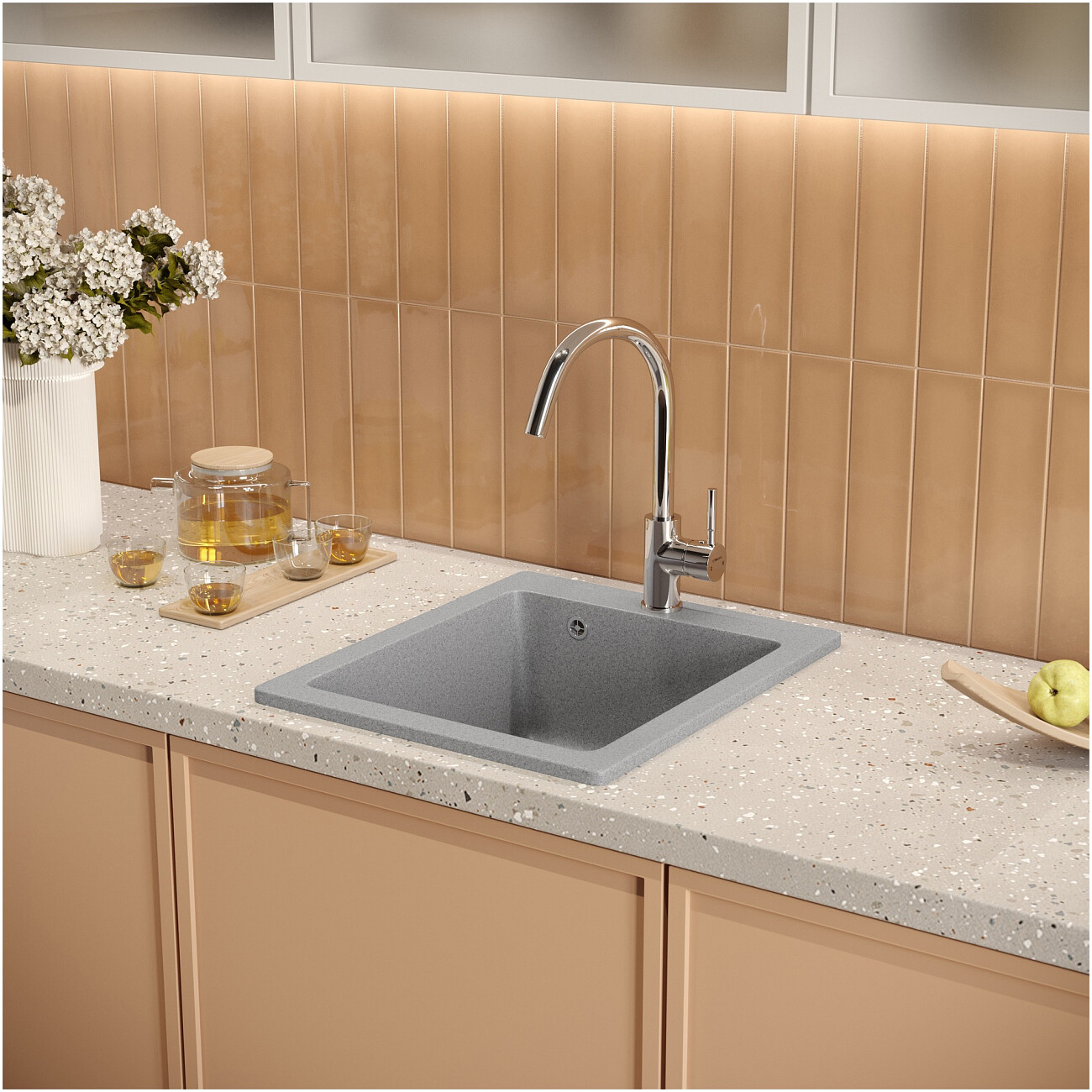 Мойка кухонная серая Domaci "Болонья" М-08-005 - изображение 8