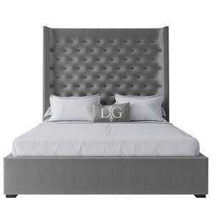 Кровать двуспальная 160х200 серая из велюра Jackie King