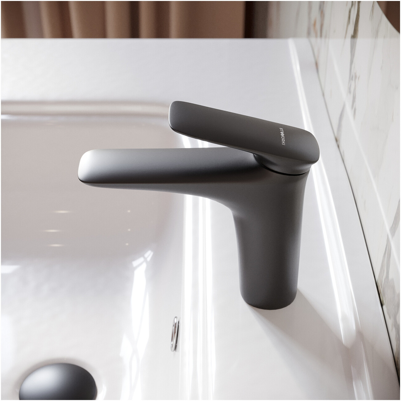 Смеситель для раковины однорычажный черный Stworki "Молде" S23010BK - изображение 6