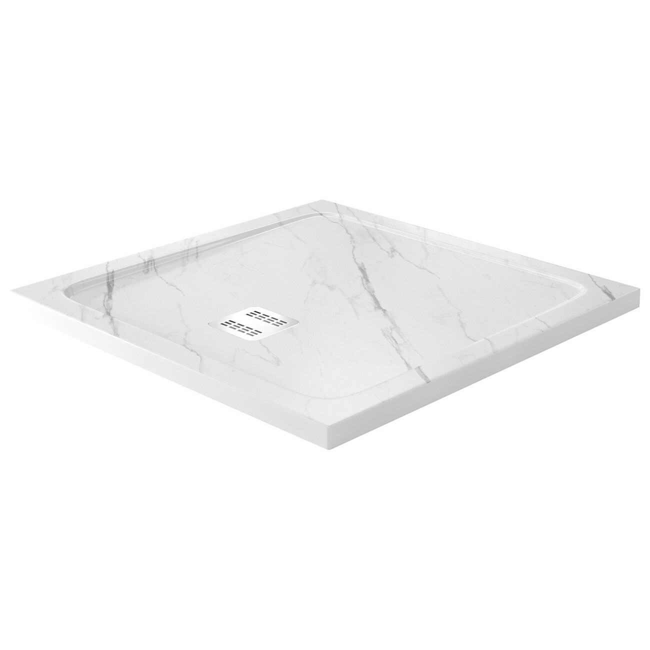 Душевой поддон из искусственного камня квадратный 90х90 см белый Wasserkraft мрамор Rhin 44T03 - изображение 2