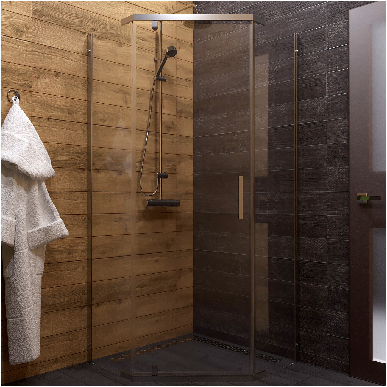 Душевой уголок 100х100 см прозрачный, хром Diwo "Казань" Щ0000067282 - изображение 2