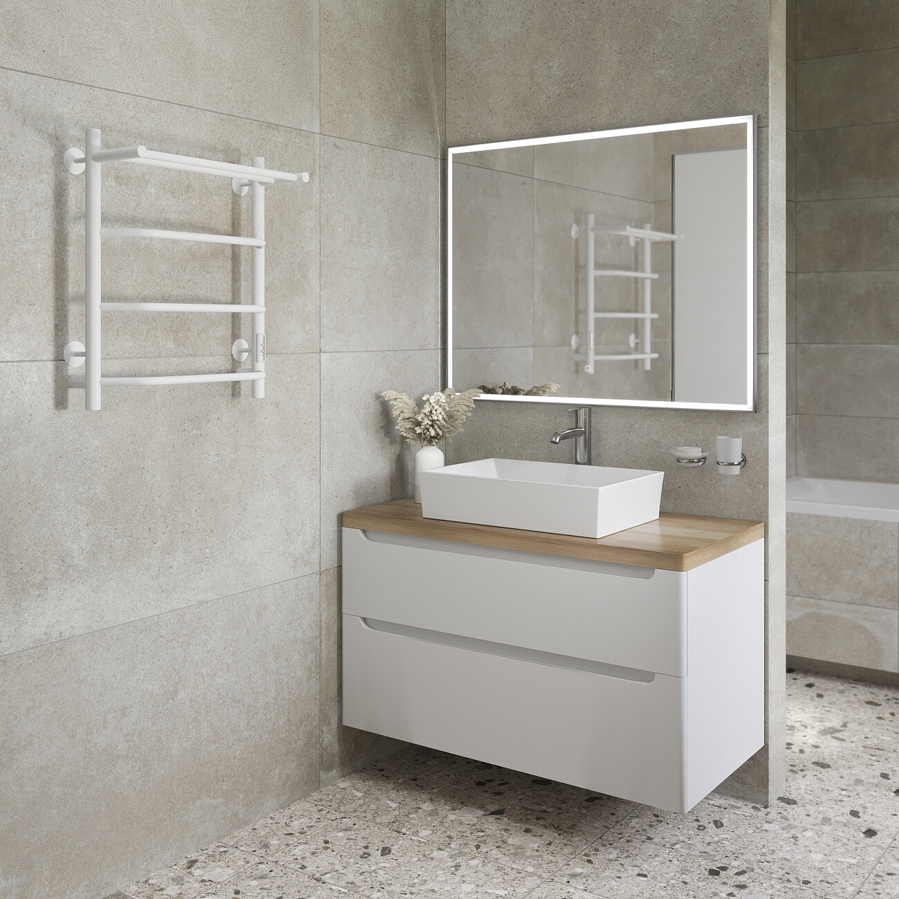 Полотенцесушитель электрический 60х50 см белый Ewrika "Сафо БРР" - изображение 3