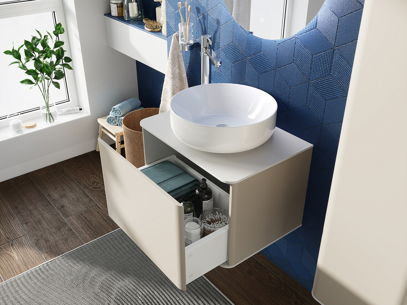 Раковина-чаша фарфоровая круглая 42 см белая Stworki Moon 1 - изображение 7