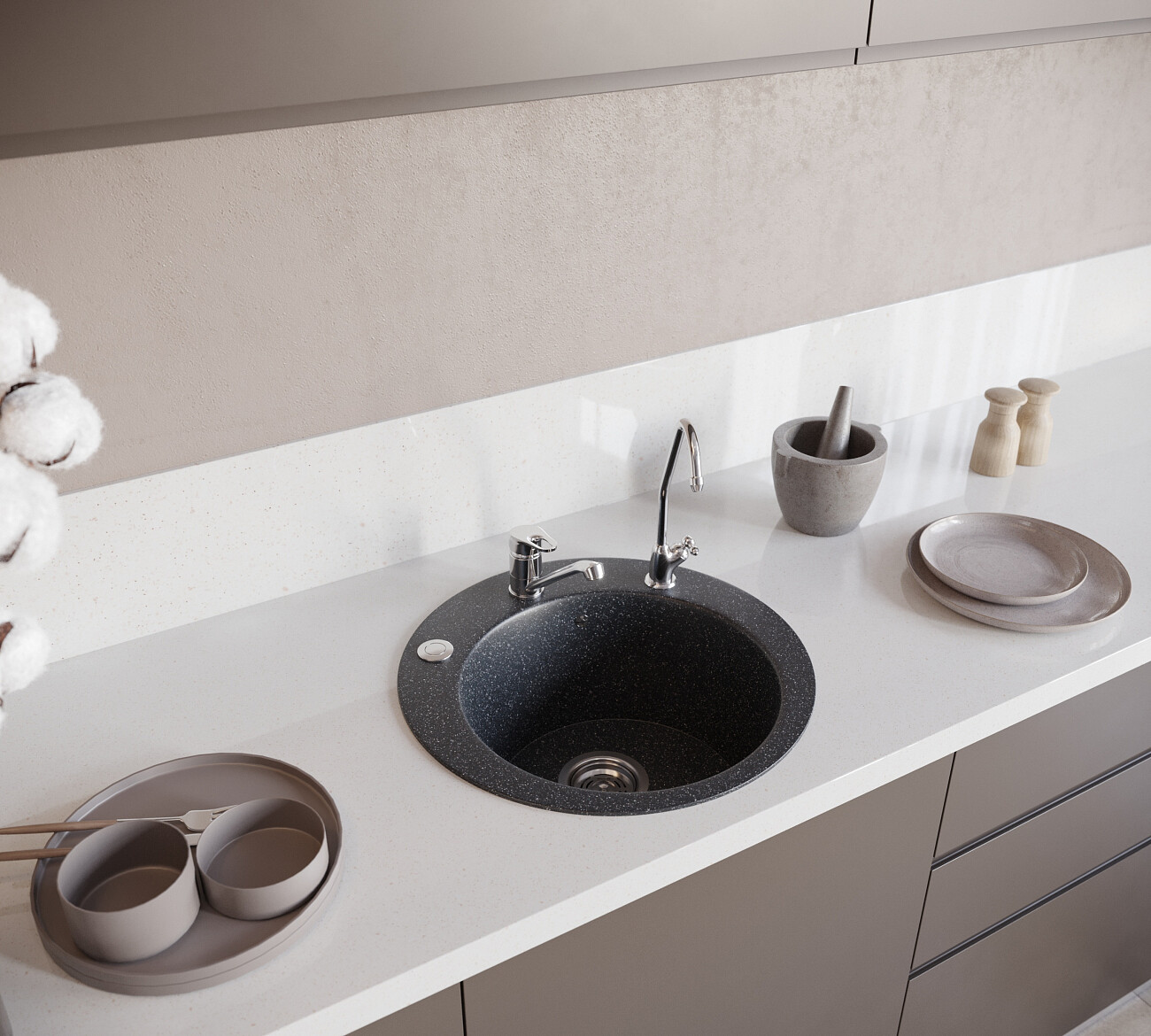 Мойка кухонная черная Domaci "Бьелла" DMC-05-308 - изображение 2