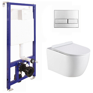 Унитаз белый Creto Logan L1 1001-001-L1W с инсталляцией Berges Wasserhaus Novum L3 040213