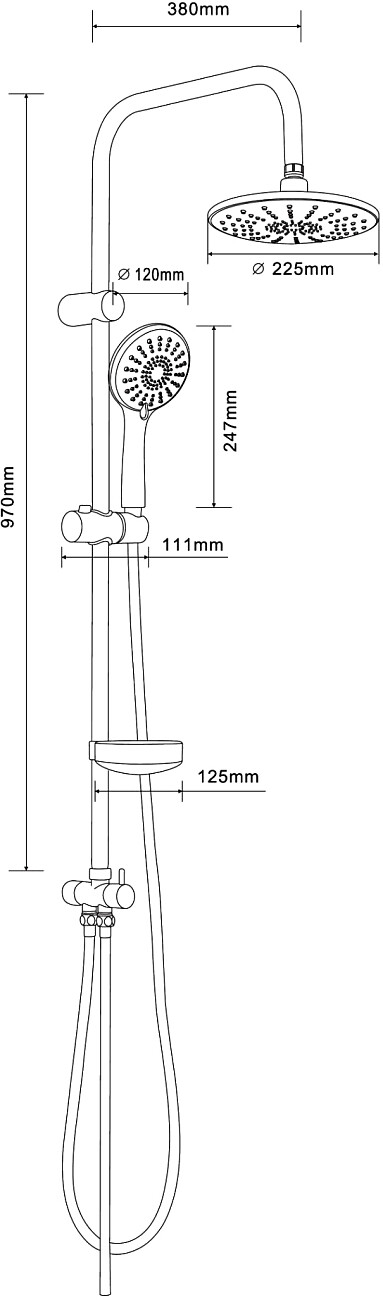 Душевая стойка с верхним душем с держателем и мыльницей хром Stworki "Скаген" SK-03cr - изображение 2