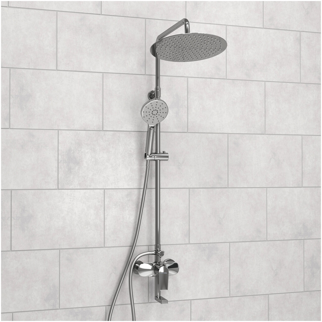 Душевая система со смесителем из латуни хром Wasserkraft A166.116.127.087.CH - изображение 2