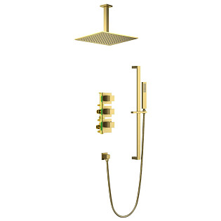 Душевой комплект встраиваемый с верхним душем и термостатом золото матовое Timo Selene SX-2229-17SM