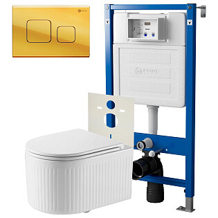 Унитаз подвесной &quot;Деметра&quot; PN41121 с инсталляцией &quot;Элемент&quot; PN45120 и кнопкой &quot;Афина&quot; PN44041G