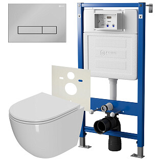 Унитаз PN41041 с инсталляцией PN45120 и клавишей белый, хром Point &quot;Афина. Меркурий&quot; PN44831C