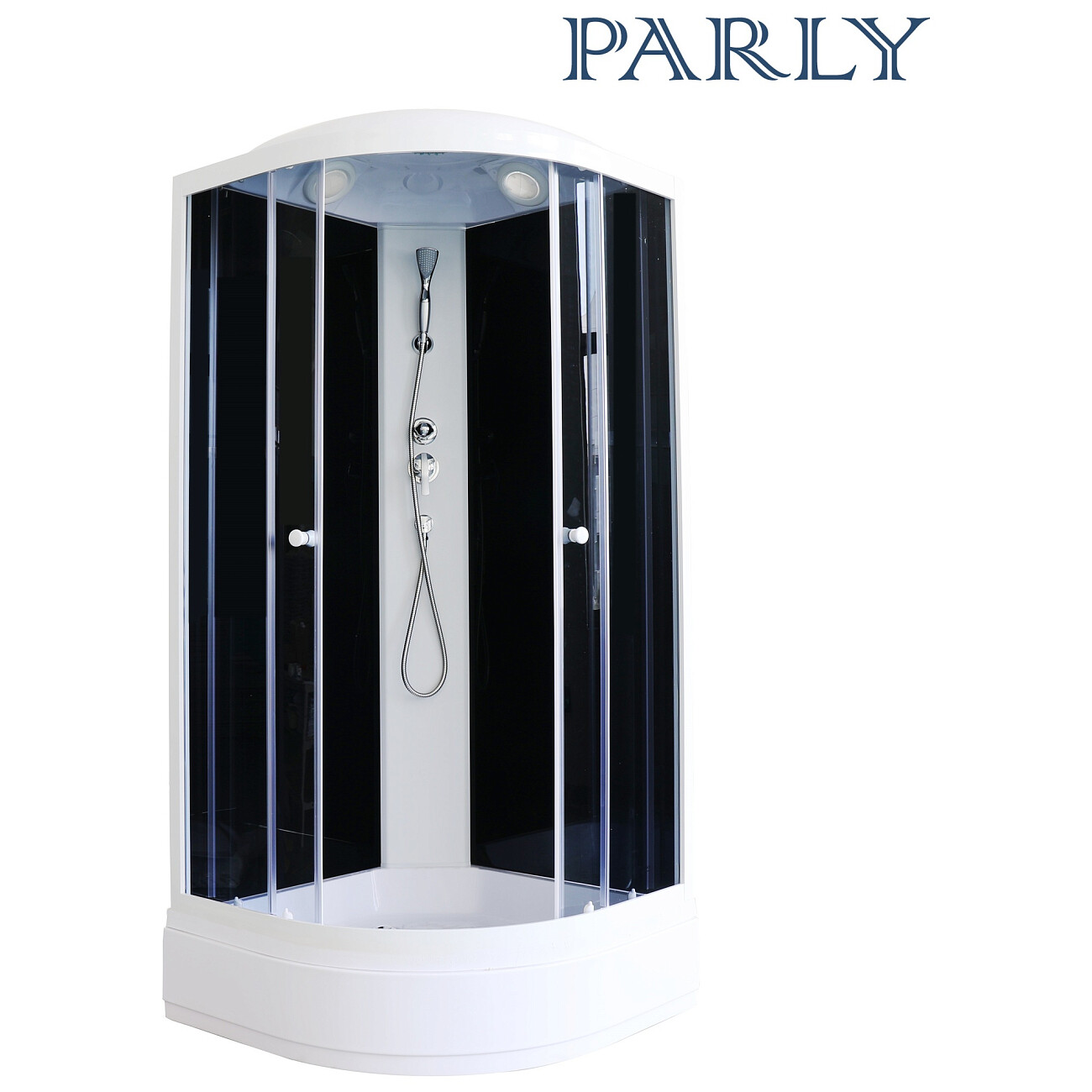 Душевая кабина четверть круга со средним поддоном 90х90 см белая, черная Parly ECM921 - изображение 2