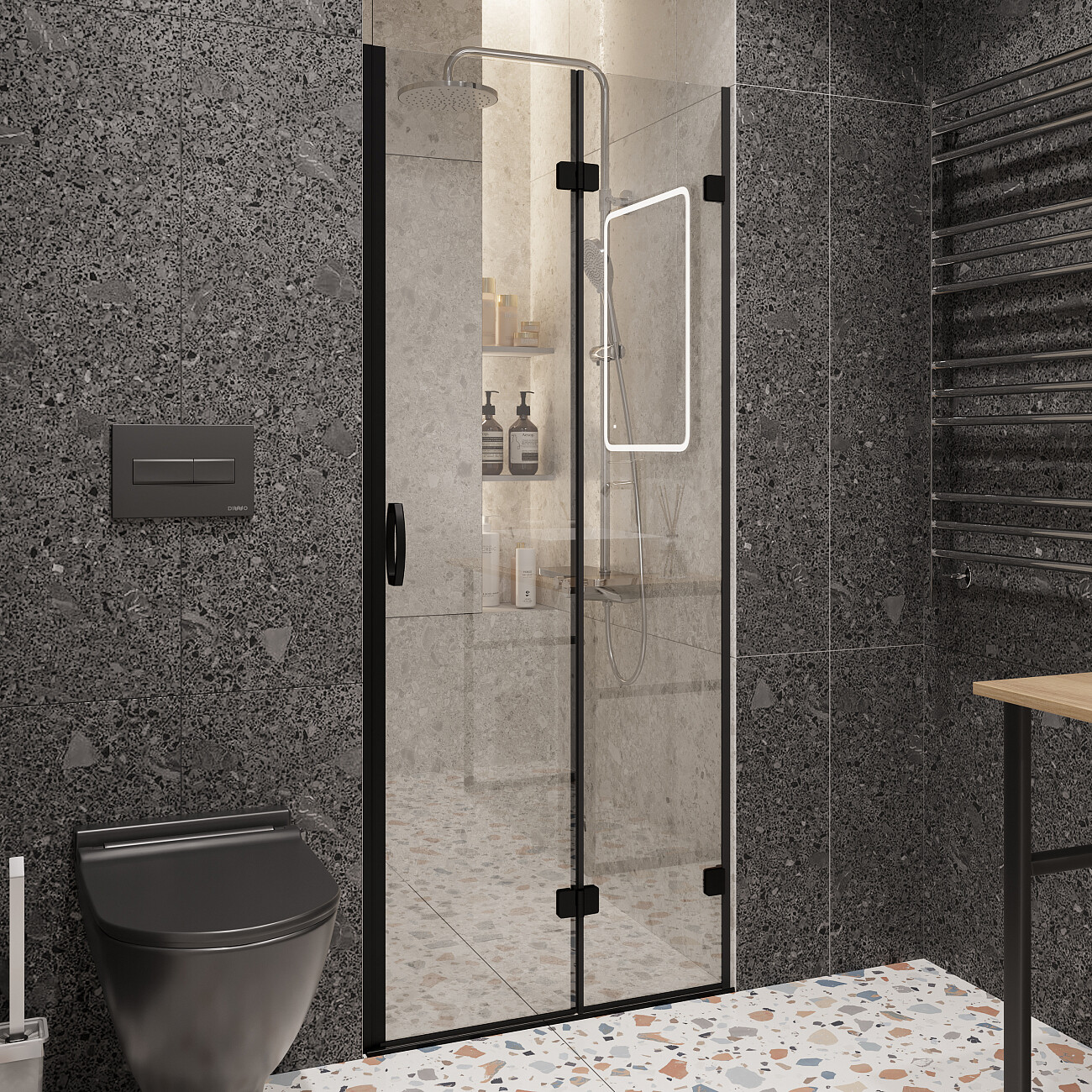 Душевая дверь стеклянная правая 80х190 см черная, прозрачная Artemis Ares 6.985.000.0150.080.10.88 - изображение 4