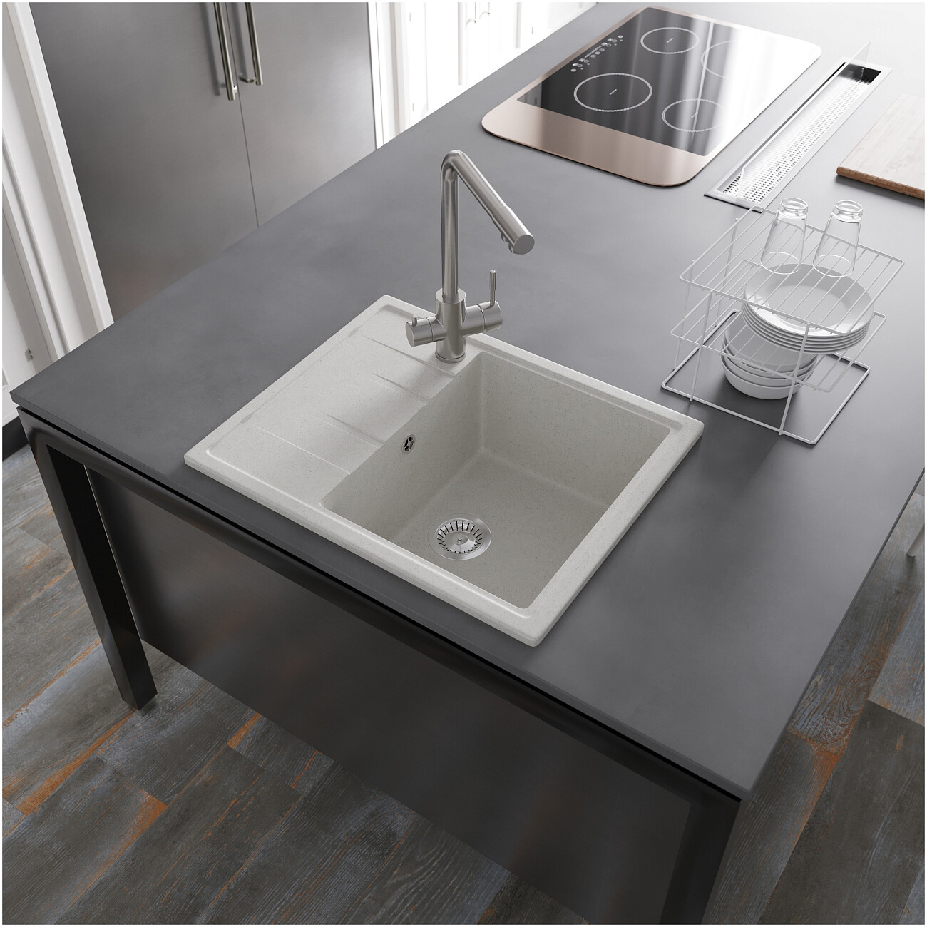 Мойка кухонная белая Domaci "Болонья" М-150-001 - изображение 8