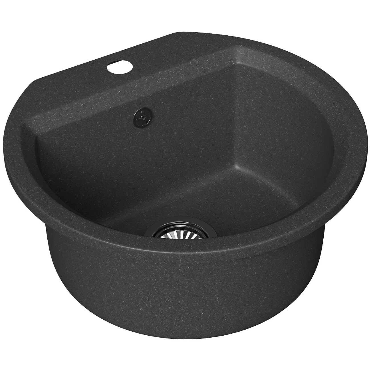Мойка кухонная кварцевая круглая 48х50 см антрацит Domaci "Римини" DGD 51-501 - изображение 3