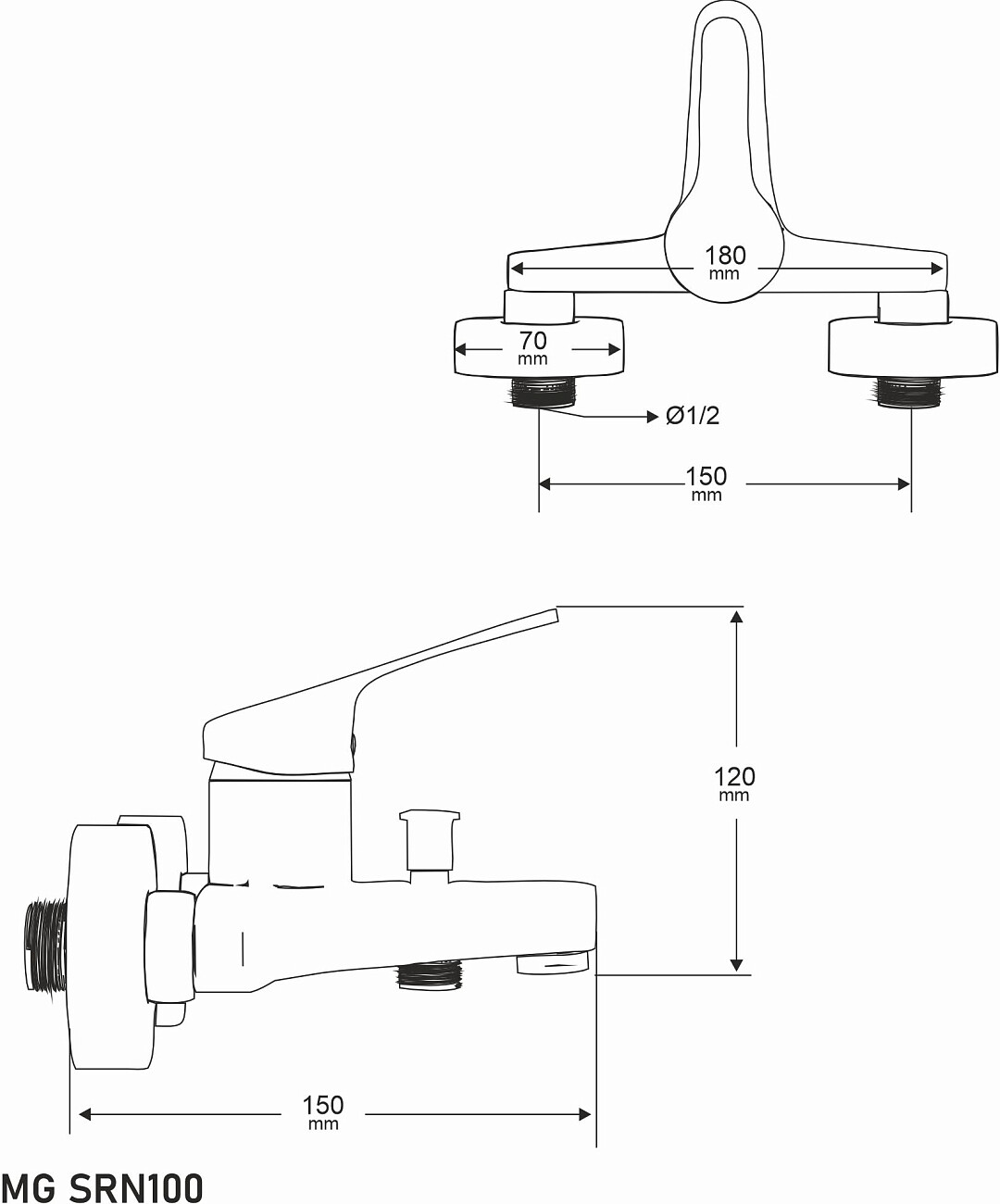 Смеситель для ванны с душем хром Mega Delta MG-SRN100 - изображение 3