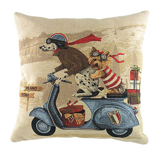 Подушка с картинкой Scooter Dogs Blue