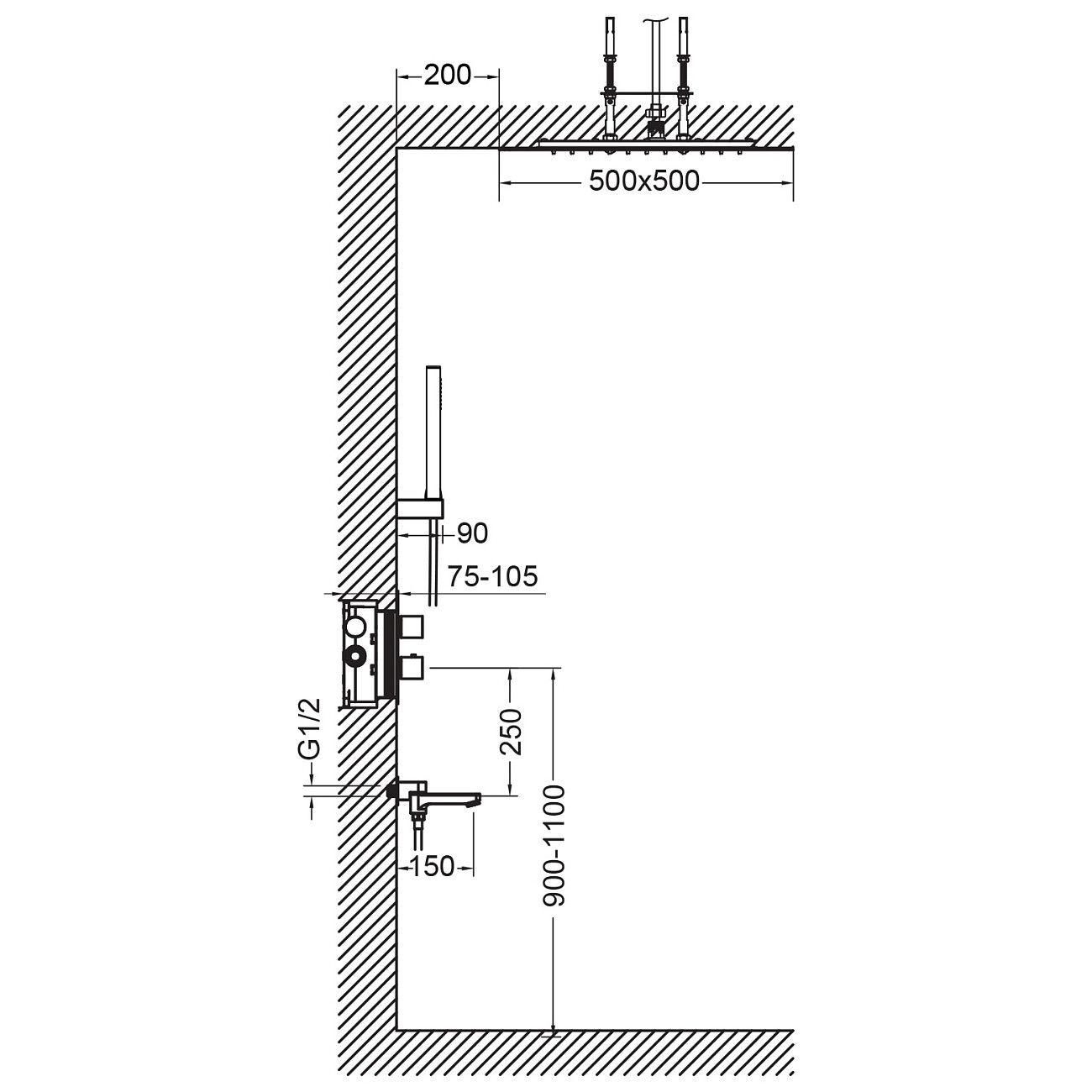 Душевая система с термостатом черное золото Timo Petruma SX-5019-18SM - изображение 3