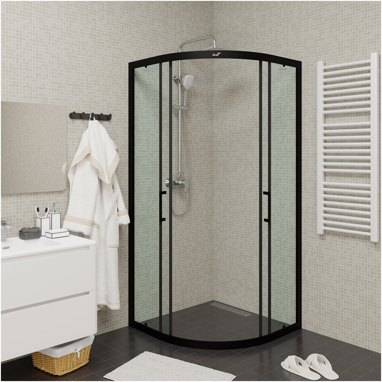 Душевой уголок четверть круга 90x90 см черный Cerutti SPA Viva 90B - изображение 9