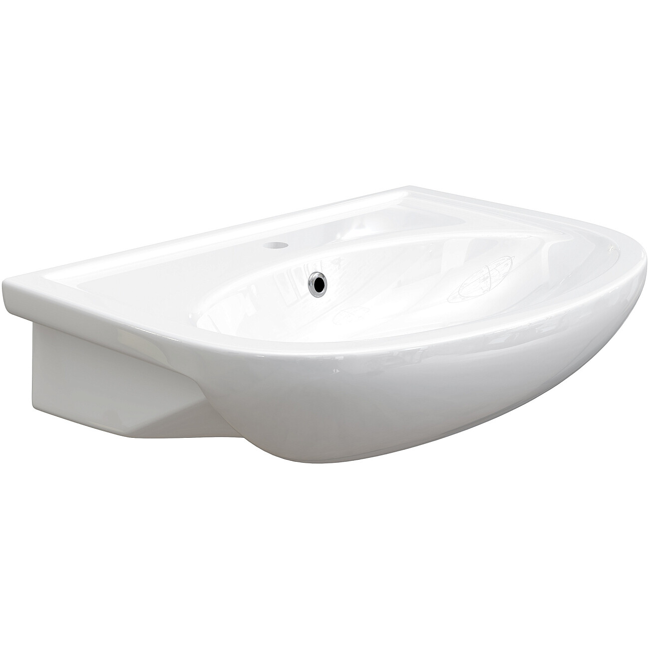 Раковина фаянсовая 63 см с пьедесталом белая Diwo "Кострома" 0112 - изображение 5