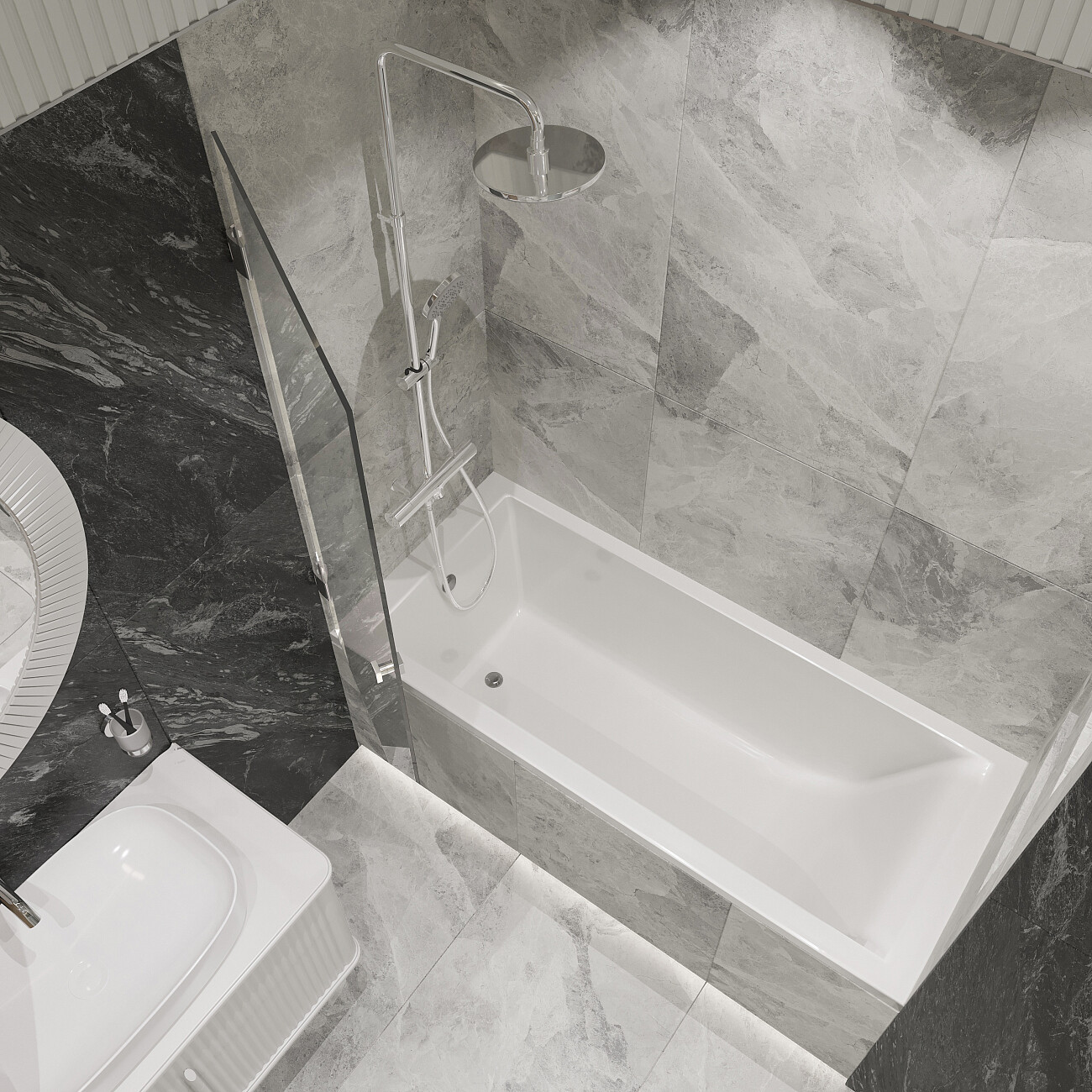 Ванна из искусственного камня с ножками 160х70 см белая Stworki "Ольборг" ФР-00014087, ФР-00014106 - изображение 4