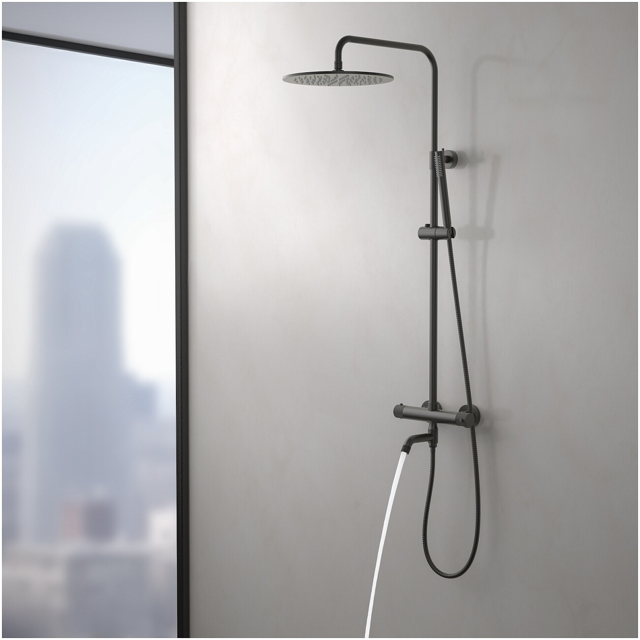 Душевой комплект с верхним душем, изливом и термостатом черное золото Timo Saona SX-2380-18 - изображение 5