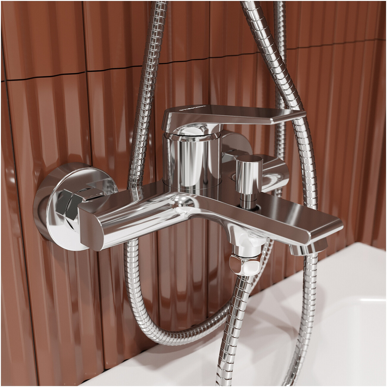 Смеситель для ванны с душем настенный хром Stworki "Монтре" S30100CR - изображение 5