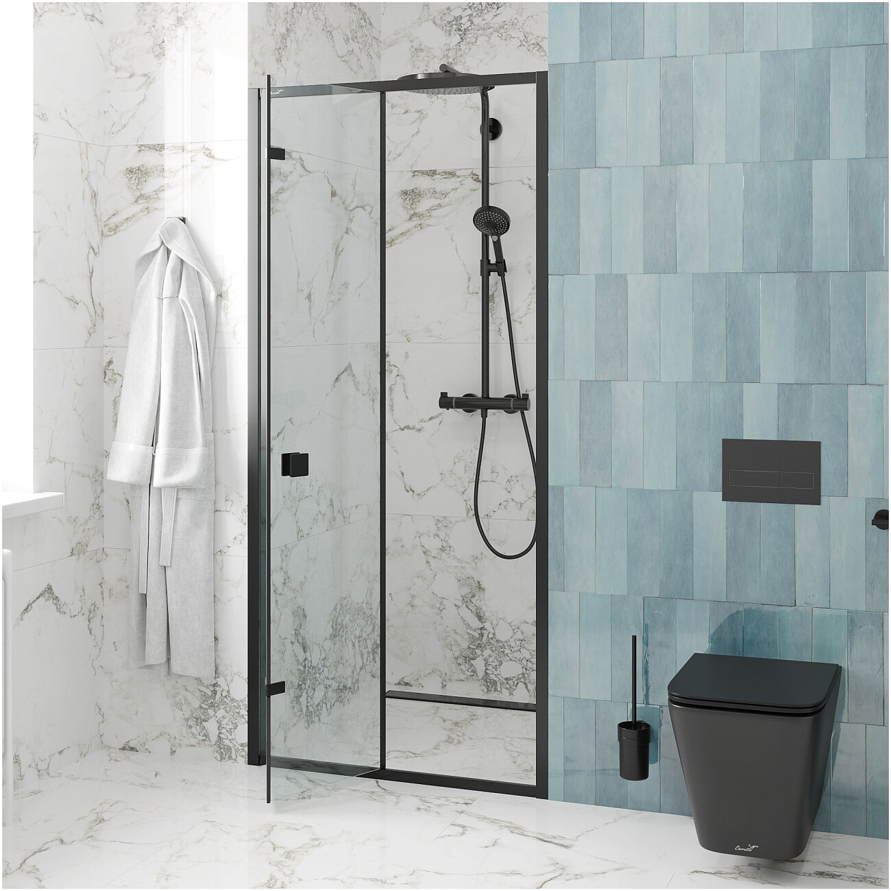 Душевая дверь в нишу складная стеклянная прозрачная Cerutti SPA Bella D81B - изображение 5