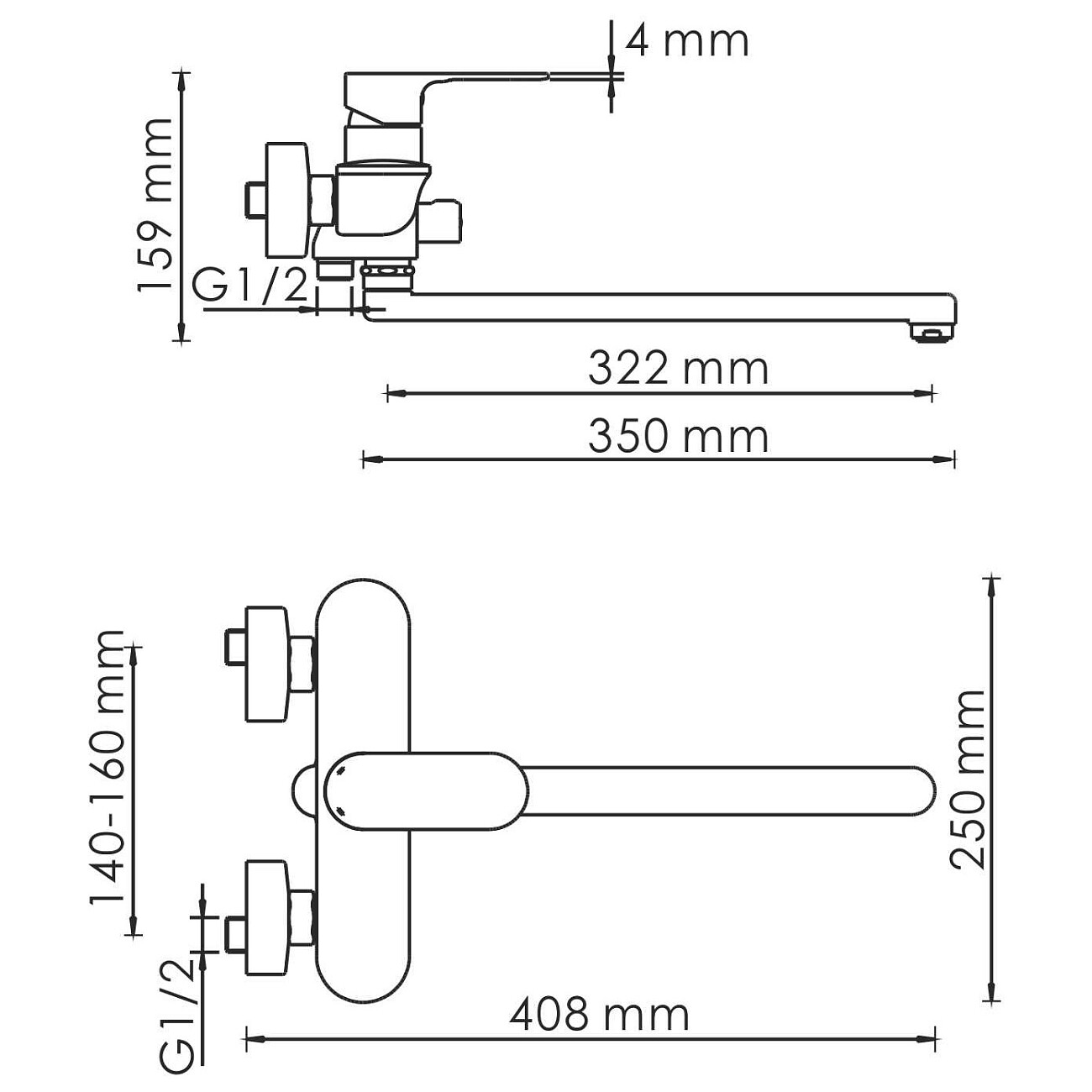 Смеситель для ванны с изливом из латуни хром Wasserkraft 5802L - изображение 5