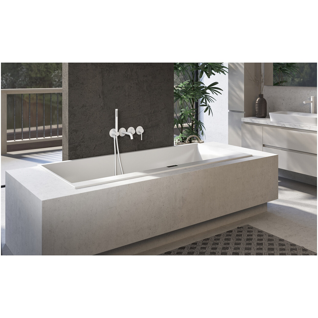 Смеситель для ванны встраиваемый однорычажный с душевым гарнитуром белый Timo Saona 2314-16YSM - изображение 3