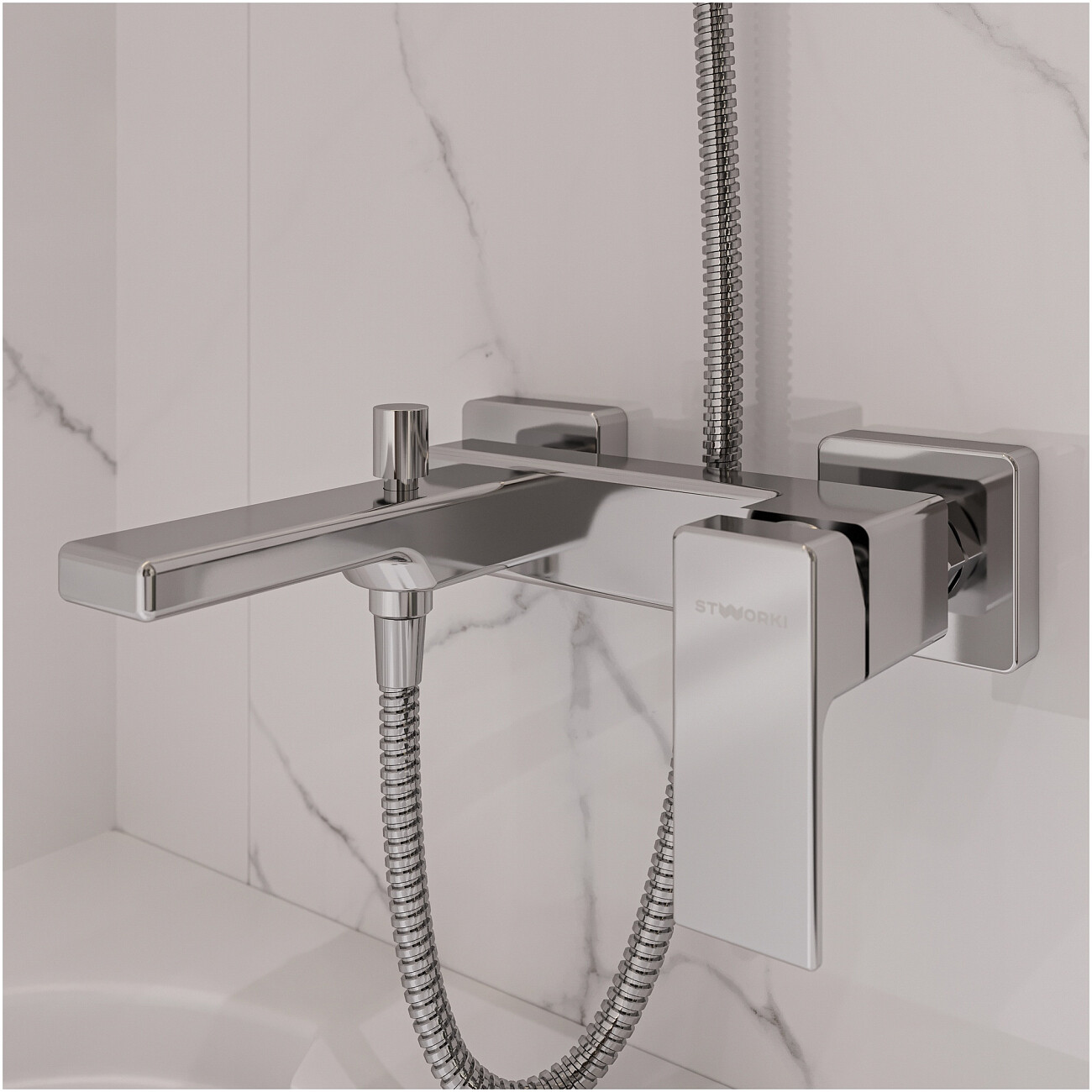 Смеситель для ванны с душем настенный хром Stworki "Ольтен" S39100CR - изображение 5